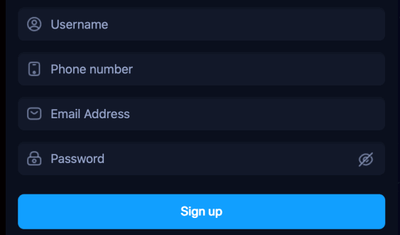 Winexch registration form